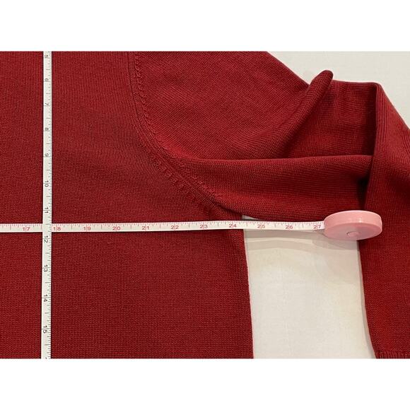 L.L. Bean Burgundy Red 100% Merino Wool Long Sleeve 1/4 Zip Sweater, XL - Picture 9 of 11